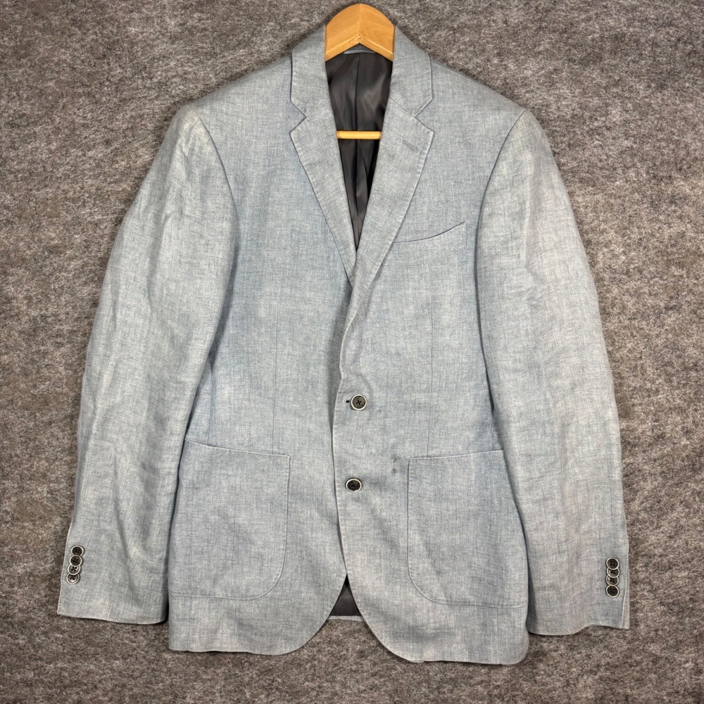 Rodd & Gunn 100% Linen Blazer Jacket Mens XS Light Blue Albini Italian Sport Fit
